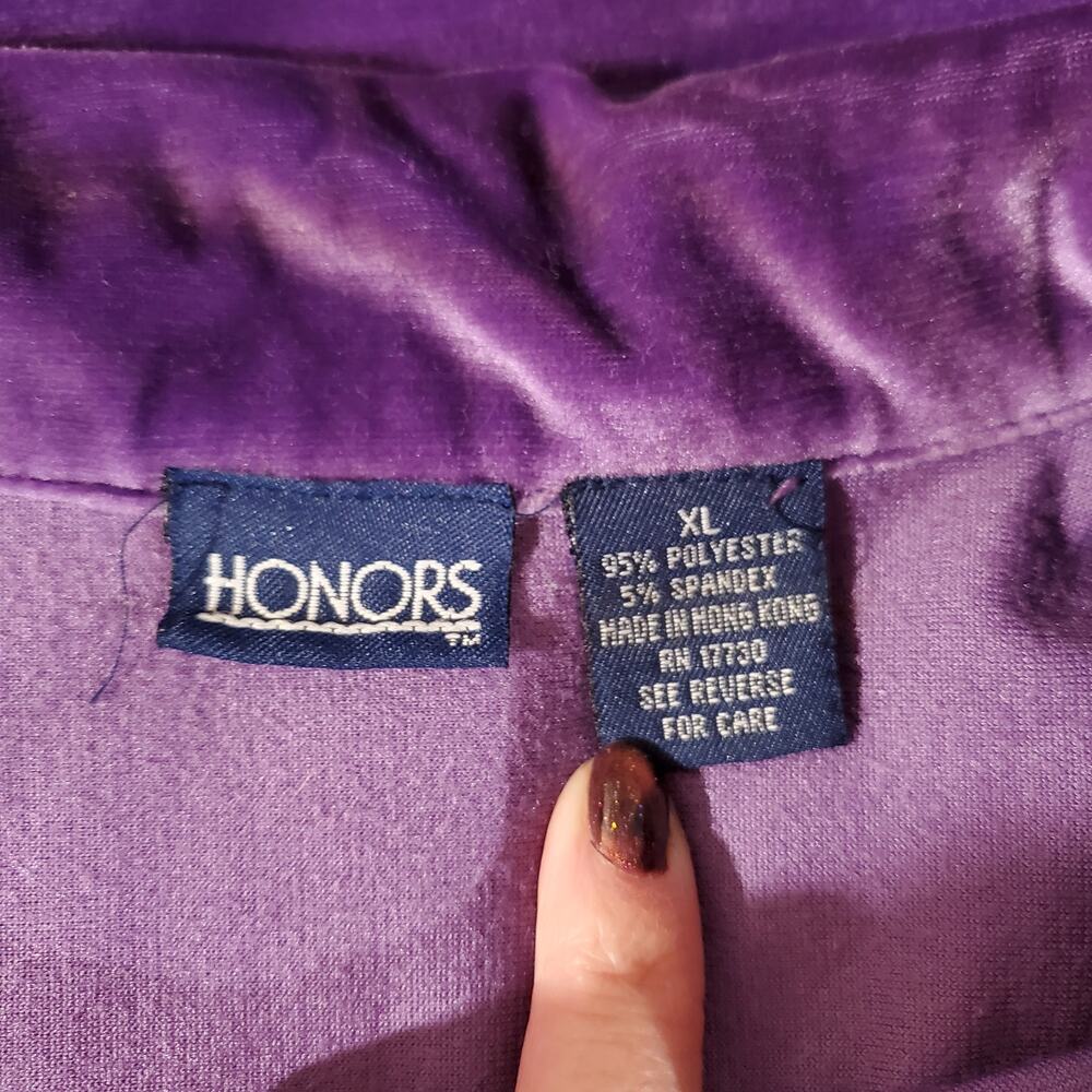 Vtg Honors Velour Velvet Button Shirt Womens Size XL Purple Pocket 90s Y2K Soft - Picture 5 of 8